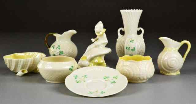 Appraisal: Pieces Belleek PorcelainTo include a two handled vase two cream