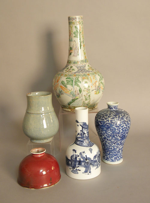 Appraisal: Five export porcelain vases tallest