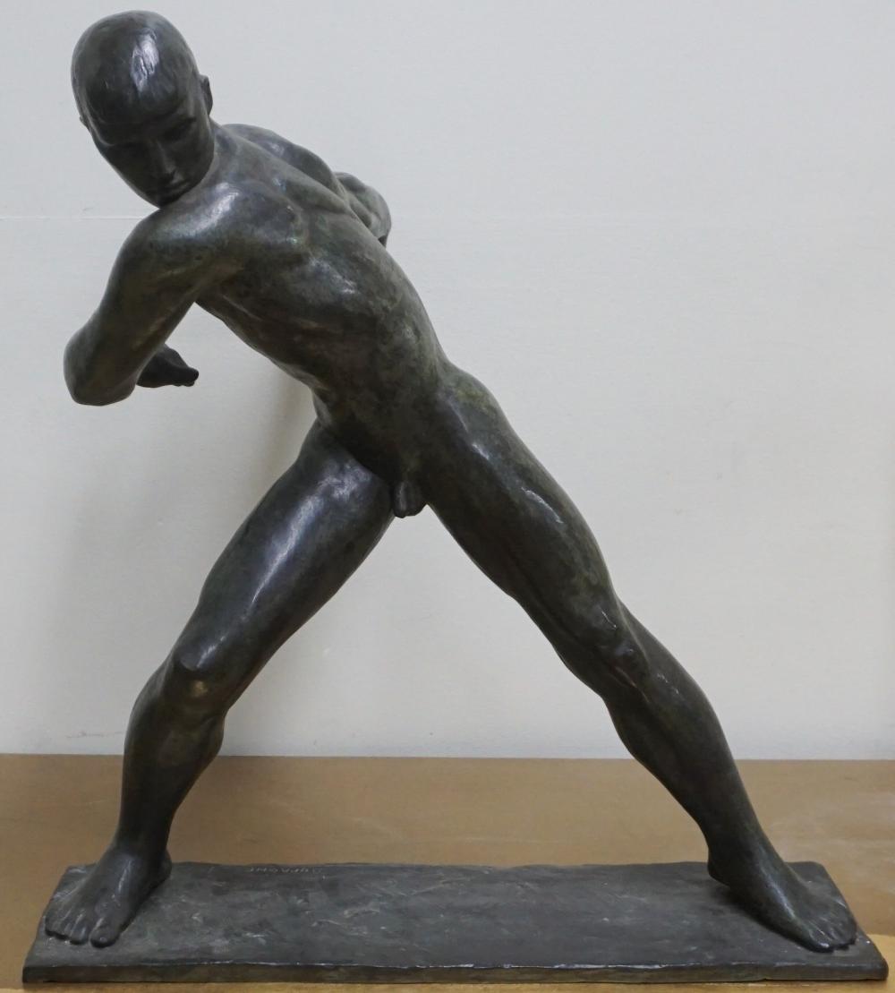 Appraisal: Arthur Dupagne Belgian - Discus Thrower Bronze Sculpture Signed on