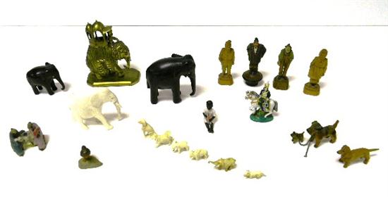 Appraisal: Assortment of minature figurines twenty pieces including brass elephant two