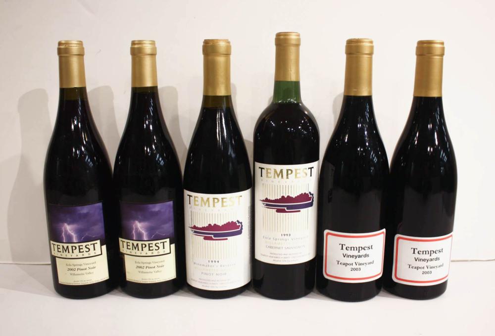 Appraisal: NINETY-FOUR BOTTLES OF TEMPEST VINEYARDS PINOT NOIR Amity Oregon Eola