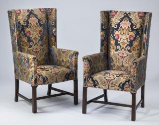 Appraisal: Custom cut velvet jacquard side chairs h Pair of custom