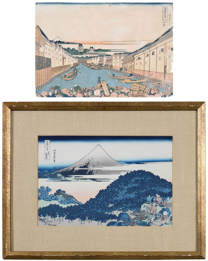 Appraisal: Katsushika Hokusai Japanese - Two prints from the series Fugaku