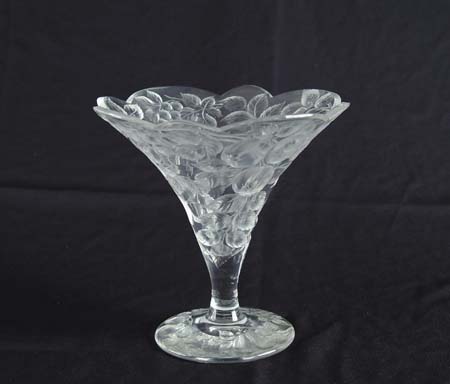 Appraisal: LARGE HEAVY CUT GLASS VASE Flaring form with round base