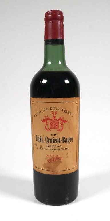 Appraisal: Vintage bottle of Chateau Croizet Bages French red wine Label