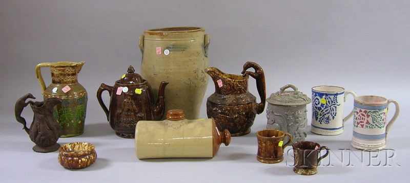 Appraisal: Twelve Pieces of Assorted Stoneware and Ceramics a stoneware Swan