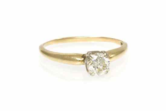 Appraisal: A Karat Yellow Gold and Diamond Solitaire Ring containing one