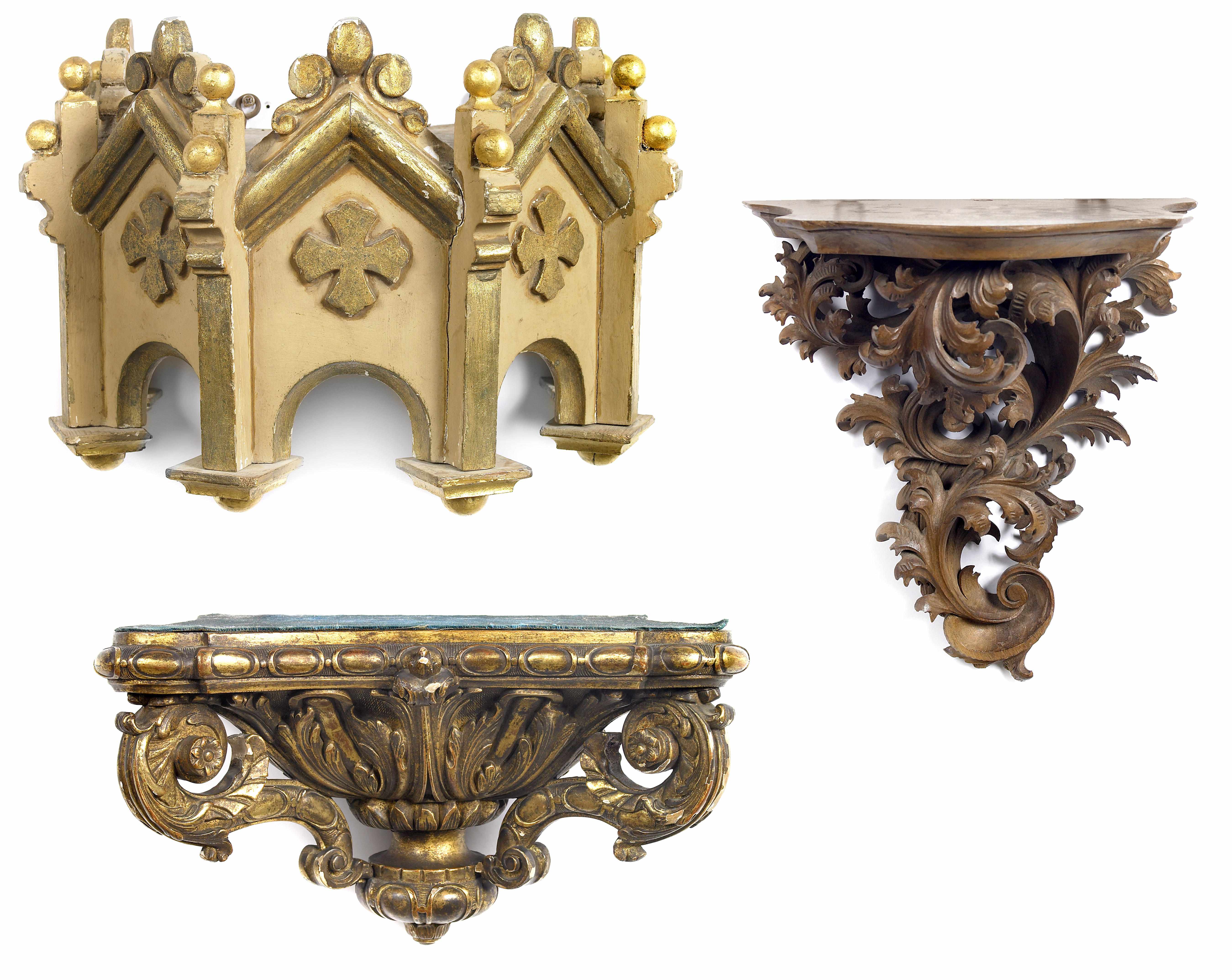 Appraisal: A group of three Continental wall brackets late th century