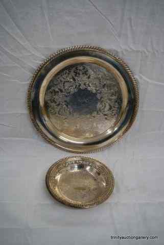 Appraisal: Vintage Silverplate Serving Tray and Mint BowlFrom the estate is