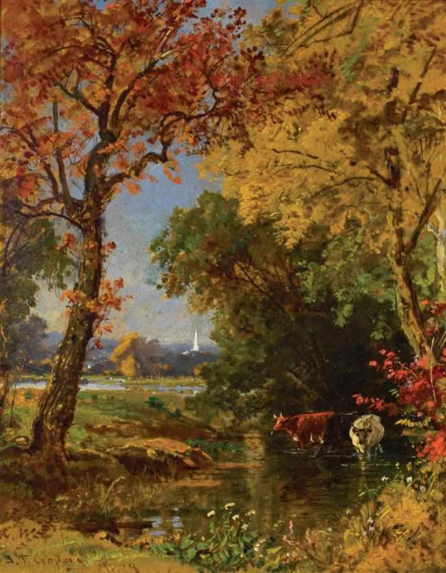 Appraisal: JASPER FRANCIS CROPSEY American - ''Autumn Scene'' oil on board