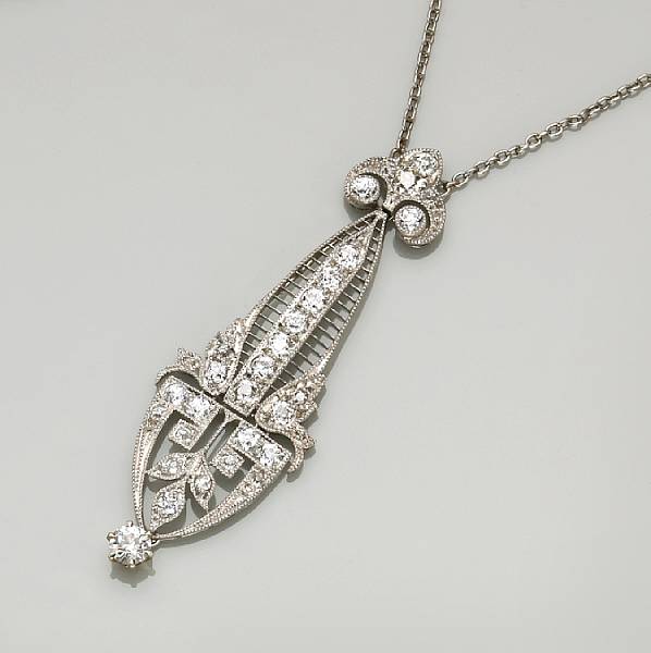 Appraisal: A diamond and platinum necklace estimated total diamond weight cts