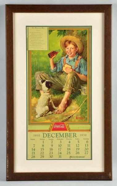 Appraisal: Coca-Cola Calendar Nicely matted and framed under plexiglass Complete with