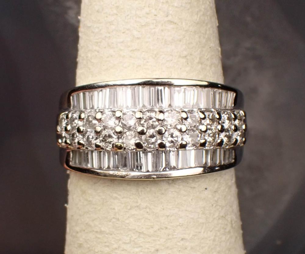 Appraisal: DIAMOND AND EIGHTEEN KARAT WHITE GOLD RING set with round-cut