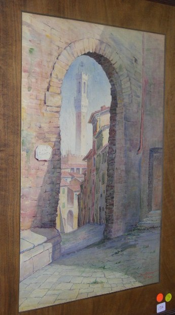 Appraisal: Mary Jameson watercolor view through the Arco di S Giuseppe