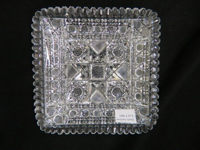 Appraisal: Cut Glass Square Dish brilliant period elaborate overall cutwork square