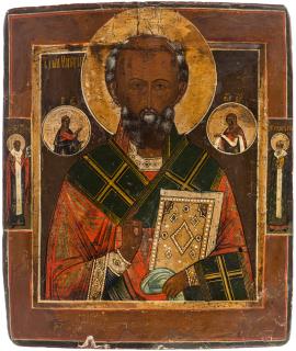 Appraisal: A RUSSIAN ICON OF SAINT NICHOLAS THE WONDERWORKER TH CENTURY