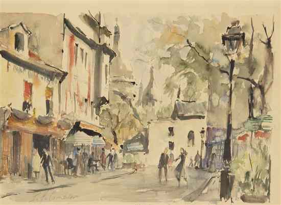 Appraisal: Pierre Eugene Cambier Belgian - Montmartre Place du Tertre watercolor