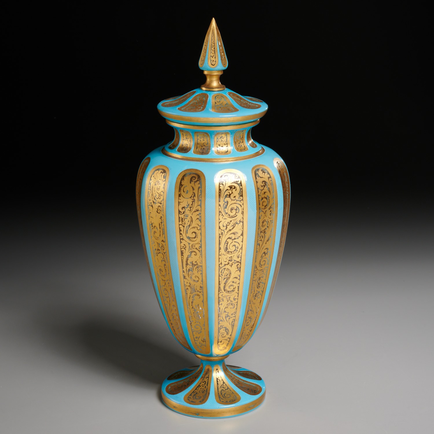 Appraisal: FINE CONTINENTAL GILT CASED GLASS JAR AND COVER Late th