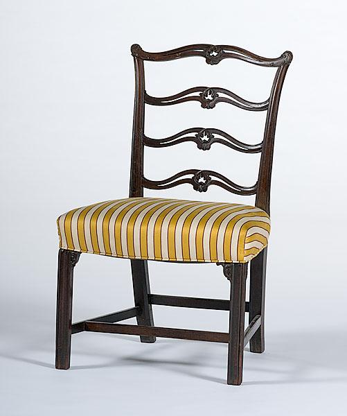 Appraisal: CHIPPENDALE SLAT-BACK SIDE CHAIR th century pierced slat-back side chair