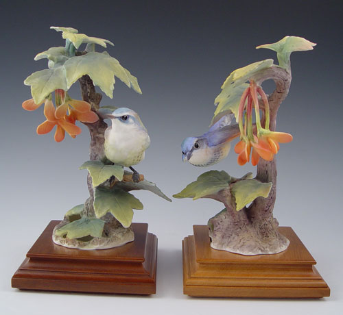 Appraisal: DOROTHY DOUGHTY FOR ROYAL WORCESTER CERULEAN WARBLERS MALE AND FEMALE