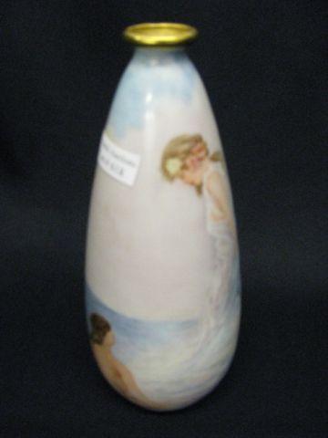 Appraisal: Handpainted Porcelain Vase with Nudes and maiden along the shore