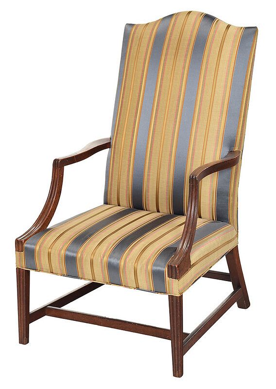 Appraisal: American Federal Mahogany Lolling Chair New England - arched crest