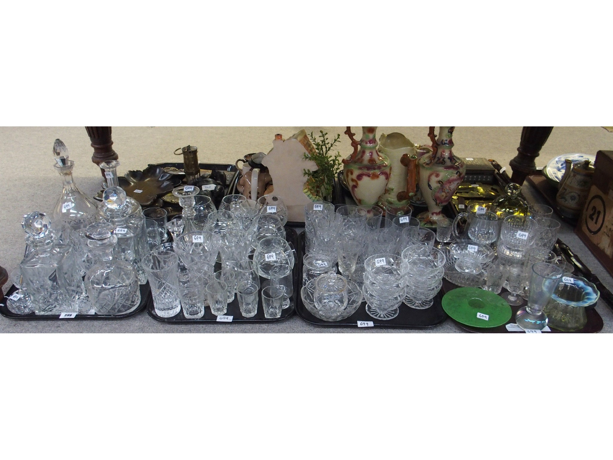 Appraisal: Assorted glassware including a vaseline glass bowl Stuart drinking glasses