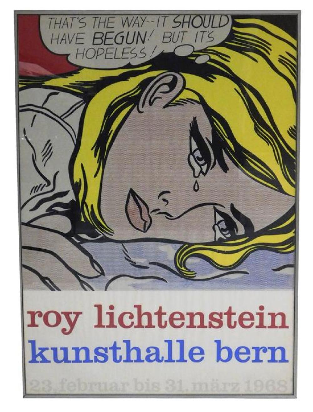 Appraisal: After Roy Lichtenstein American - framed silkscreen poster Roy Lichtenstein