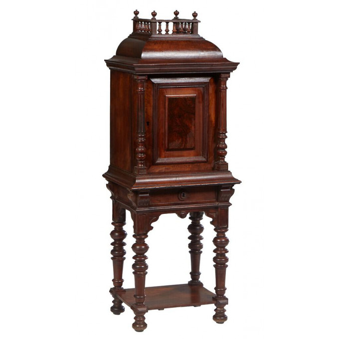 Appraisal: Continental Carved Walnut Gothic Cabinet on Stand th c the