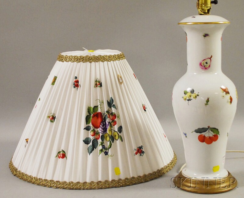 Appraisal: Herend Porcelain Baluster-form Table Lamp with Matching Custom Hand-painted Folded