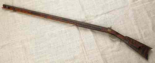 Appraisal: Full stock percussion rifle cal lock is marked Henry Harker