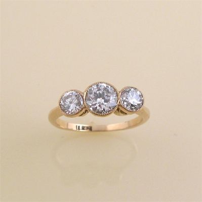 Appraisal: A diamond three stone ring The three circular cut diamonds