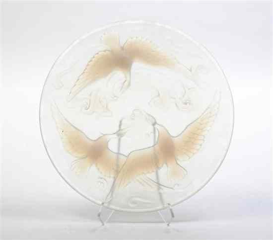 Appraisal: A French Opalescent Glass Charger Verlys of circular form depicting