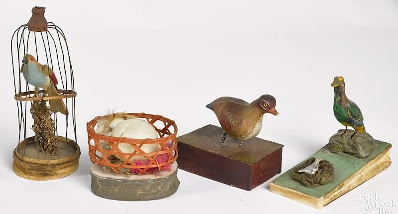 Appraisal: Three composition bird pip squeak toys Three composition bird pip