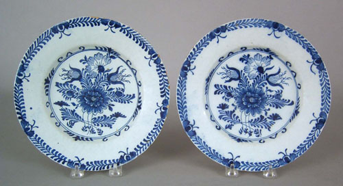 Appraisal: Pair of English Delft blue and white plates th c