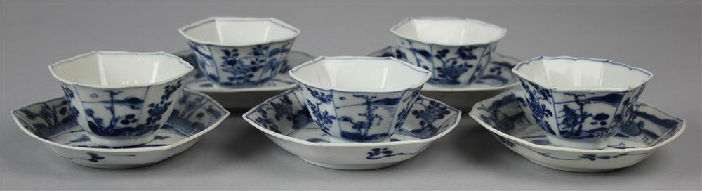 Appraisal: FIVE PAIRS OF CHINESE UNDERGLAZE BLUE AND WHITE CUPS AND