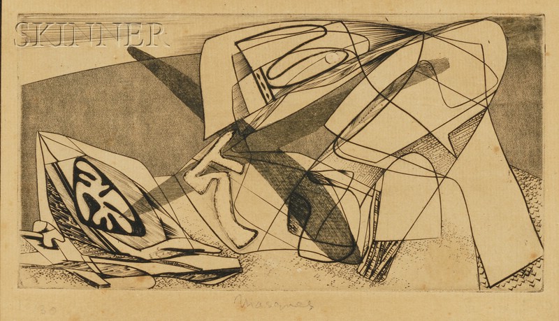 Appraisal: Stanley William Hayter British - Masques alternatively titled Masques sur