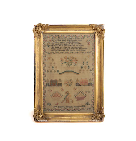 Appraisal: A th century needlework sampler by Ann Broster Worked in