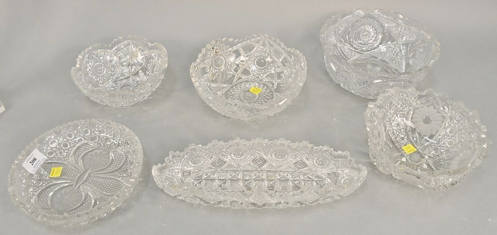 Appraisal: Six American brilliant cut glass dishes dia to in Provenance