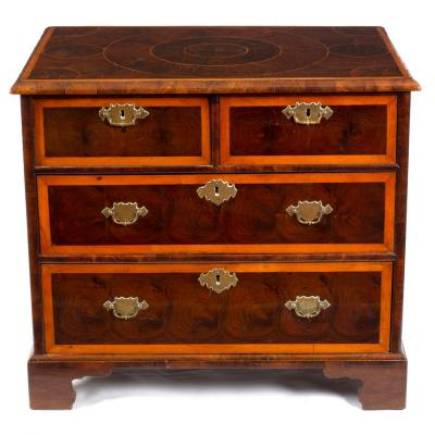 Appraisal: A William and Mary oyster veneered chest of two short