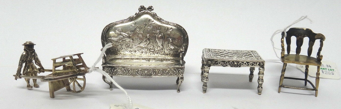 Appraisal: A silver model of a chair detailed Dickens - Birmingham