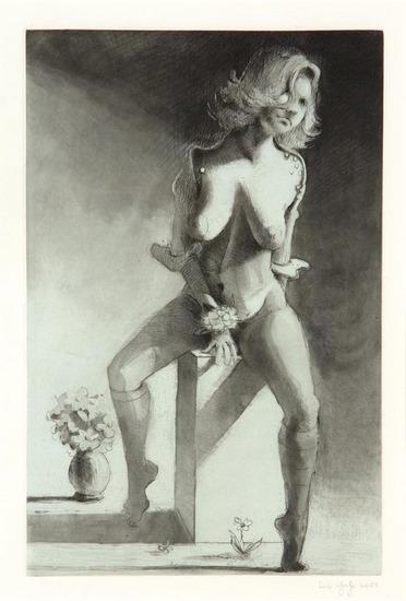 Appraisal: Lisa Yuskavage b kathy on a pedestal etching with aquatint