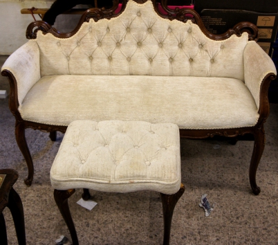 Appraisal: Reprduction Chaise Lounge and matching footstool