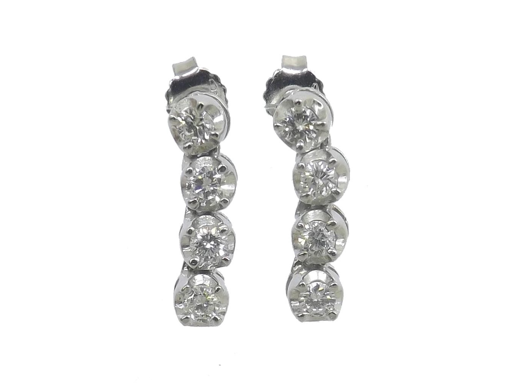 Appraisal: - -d Pair of ct white gold four stone round