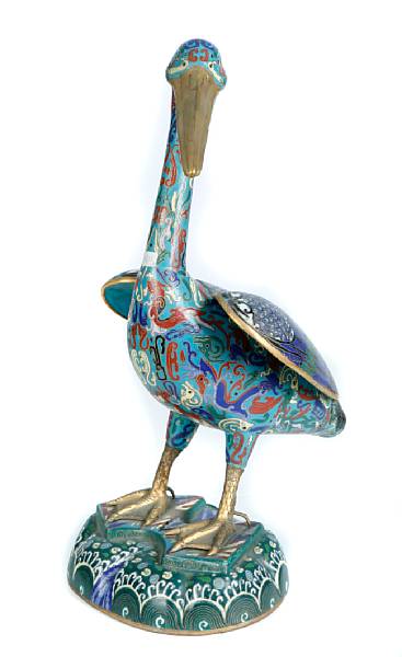 Appraisal: A pair of Chinese cloisonne birds height in width in