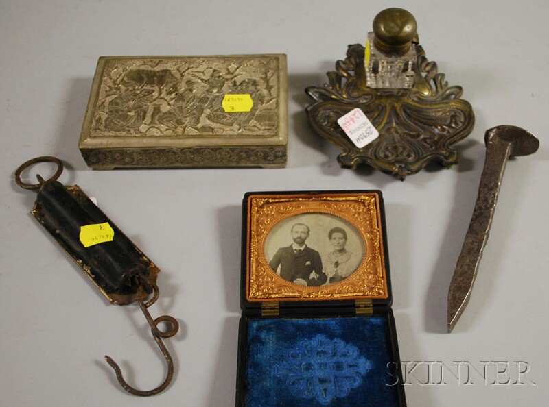 Appraisal: Five Assorted Decorative and Collectible Items a Bradley Hubbard attributed