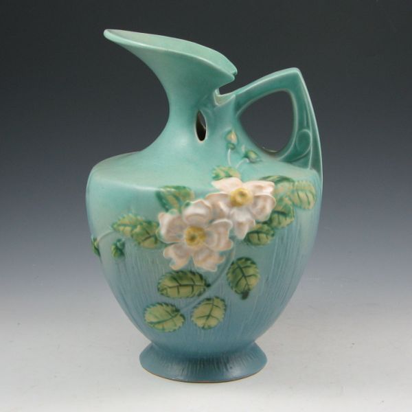 Appraisal: Roseville White Rose ewer in blue Marked Roseville USA -