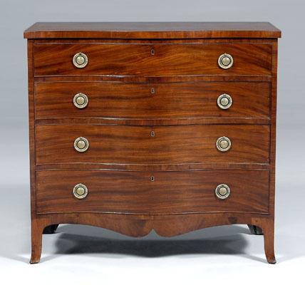 Appraisal: Very fine Virginia Federal chest figured mahogany with yellow pine