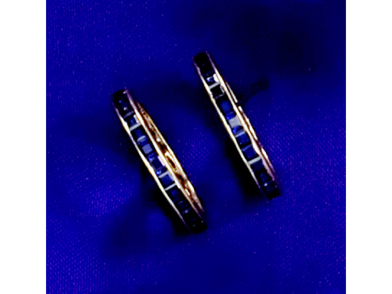 Appraisal: SAPPHIRE BANDS Yellow gold eternity style with square cut synthetic