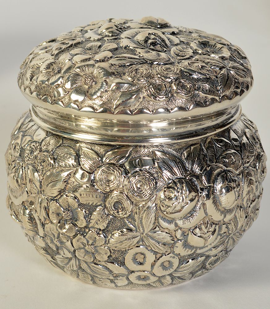 Appraisal: James R Armiger Sterling Covered Jar Covered sterling jar by